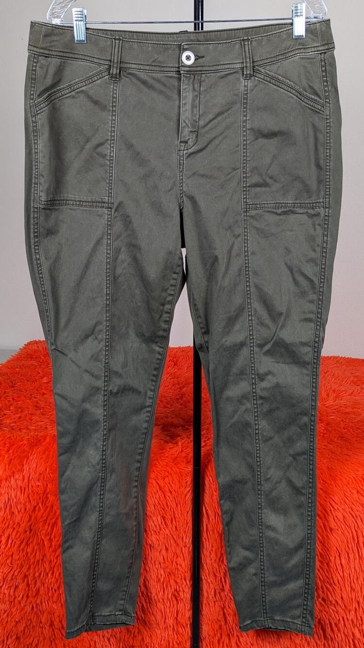 Lane Bryant Womens Olive Green Skinny Utility Cotton Blend Casual Pants 16